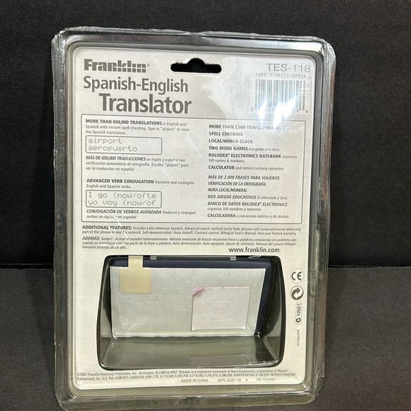 Franklin Spanish-English Translator TES-118 NIP - Picture 2 of 7
